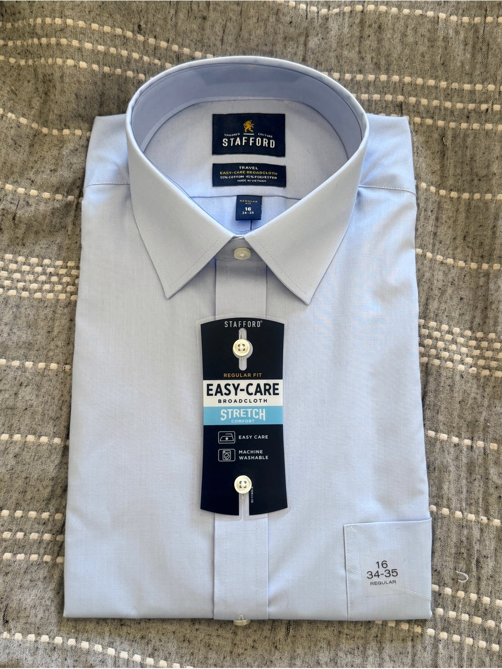 Stafford Light Blue Broadcloth Dress Shirt